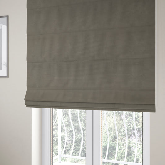 Bhopal Soft Textured Silver Coloured Plain Velour Pile Upholstery Fabric - Roman Blinds