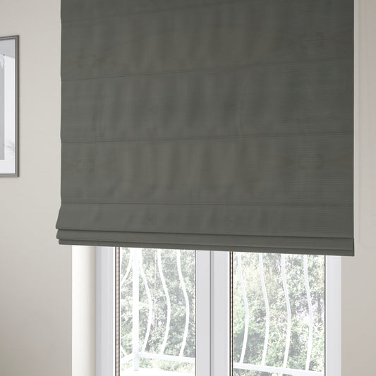 Bhopal Soft Textured Grey Coloured Plain Velour Pile Upholstery Fabric - Roman Blinds