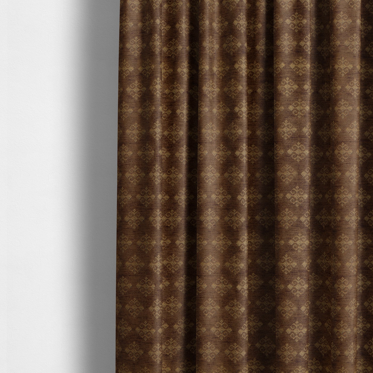 Jaipur Designer Diamond Pattern In Brown Gold Colour Furnishing Fabric CTR-08 - Made To Measure Curtains