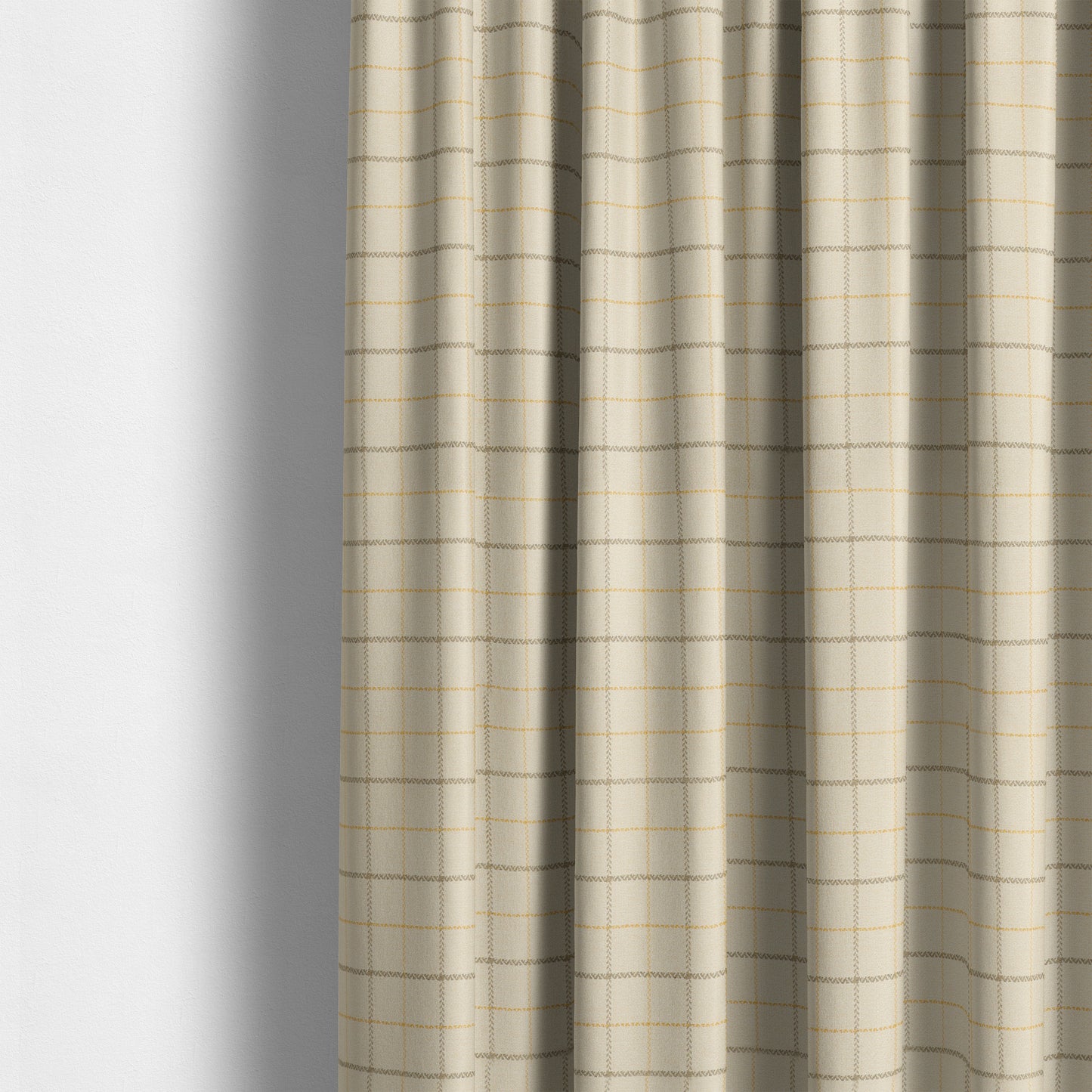 Bainbridge Woven Tartan Pattern In White Yellow Colour Interior Fabric CTR-09 - Made To Measure Curtains