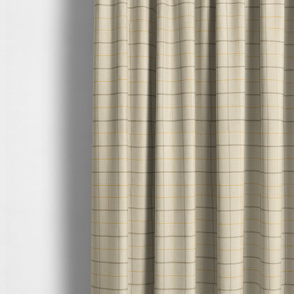 Bainbridge Woven Tartan Pattern In White Yellow Colour Interior Fabric CTR-09 - Made To Measure Curtains