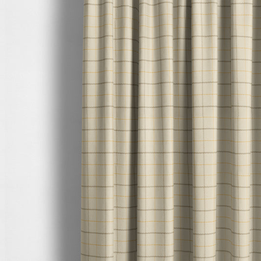 Bainbridge Woven Tartan Pattern In White Yellow Colour Interior Fabric CTR-09 - Made To Measure Curtains