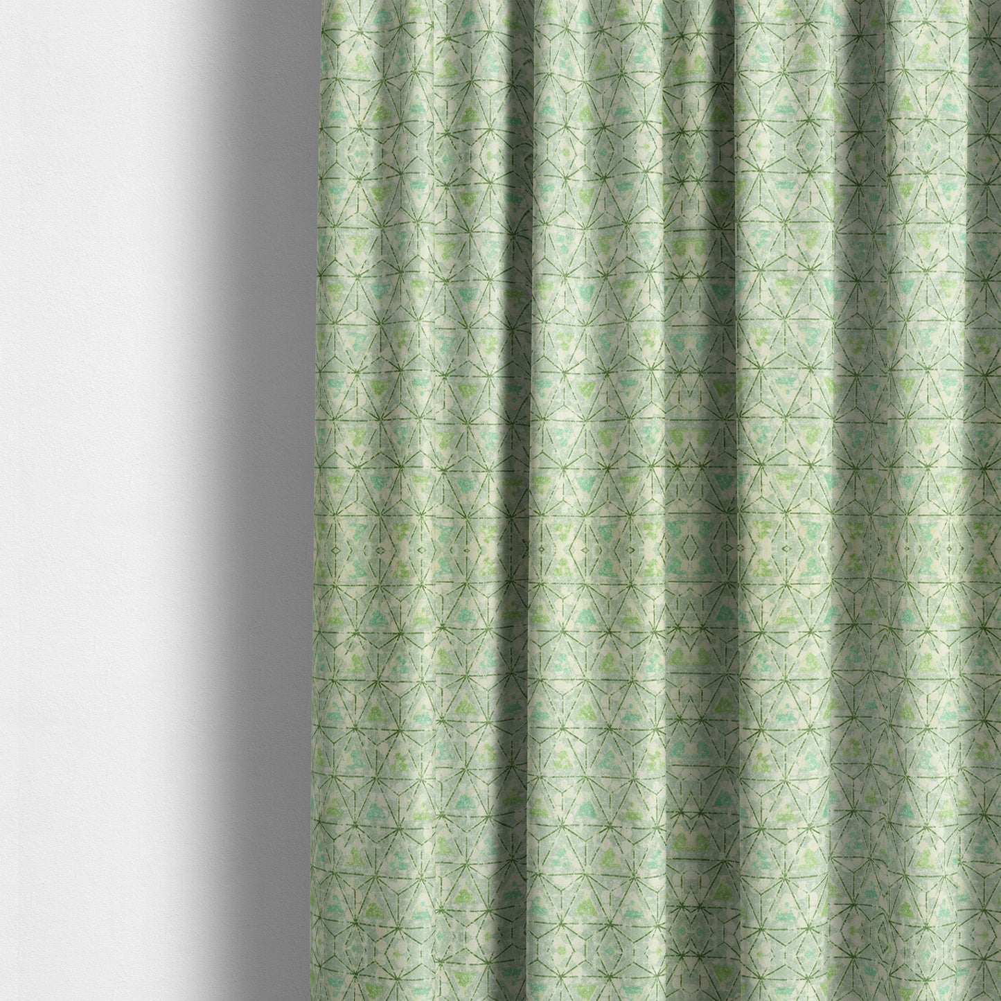 Glamour Geometric Collection Print Velvet Upholstery Fabric Shades Of Green Triangle Geometric Pattern CTR-1009 - Made To Measure Curtains