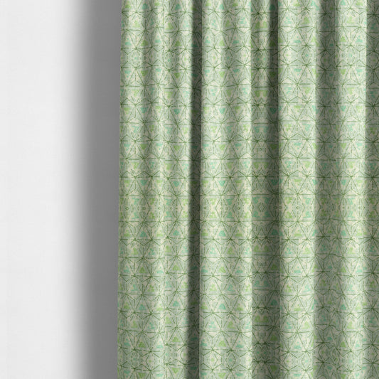 Glamour Geometric Collection Print Velvet Upholstery Fabric Shades Of Green Triangle Geometric Pattern CTR-1009 - Made To Measure Curtains