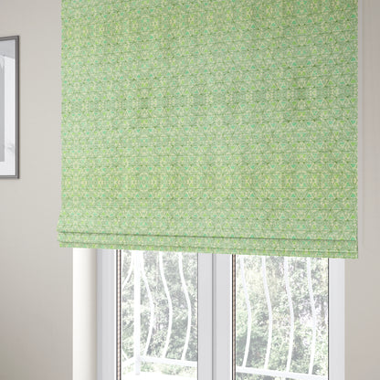 Glamour Geometric Collection Print Velvet Upholstery Fabric Shades Of Green Triangle Geometric Pattern CTR-1009 - Roman Blinds