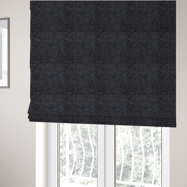 Wellington Chunky Chenille Weave Upholstery Fabric Navy Blue Colour CTR-101 - Roman Blinds