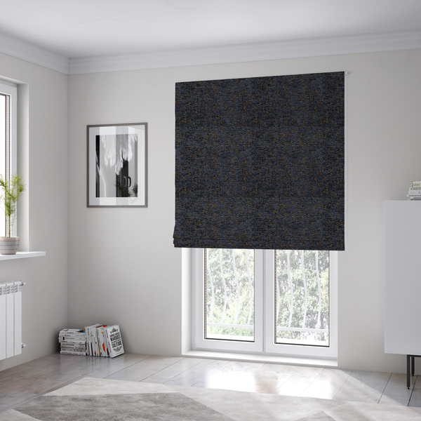 Wellington Chunky Chenille Weave Upholstery Fabric Navy Blue Colour CTR-101 - Roman Blinds