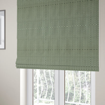 Maze Printed Velvet Modern Geometric Pattern In Green Upholstery Fabric CTR-1017 - Roman Blinds