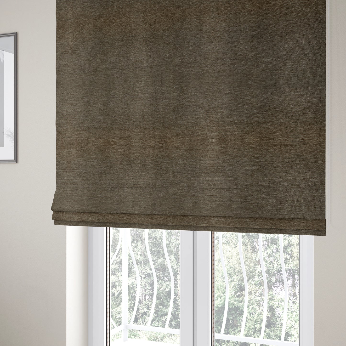 Metropolitan Collection Plain Chenille Smooth Textured Brown Colour Upholstery Fabric CTR-102 - Roman Blinds