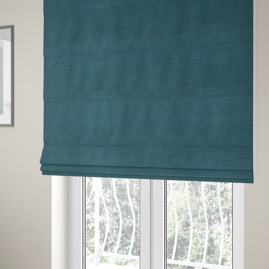 Metropolitan Collection Plain Chenille Smooth Textured Teal Blue Colour Upholstery Fabric CTR-103 - Roman Blinds