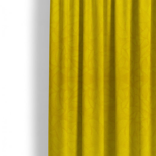 Mikado Self Pattern Soft Velour Velvet Upholstery Fabric In Yellow Colour CTR-1038 - Made To Measure Curtains