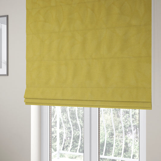 Mikado Self Pattern Soft Velour Velvet Upholstery Fabric In Yellow Colour CTR-1038 - Roman Blinds