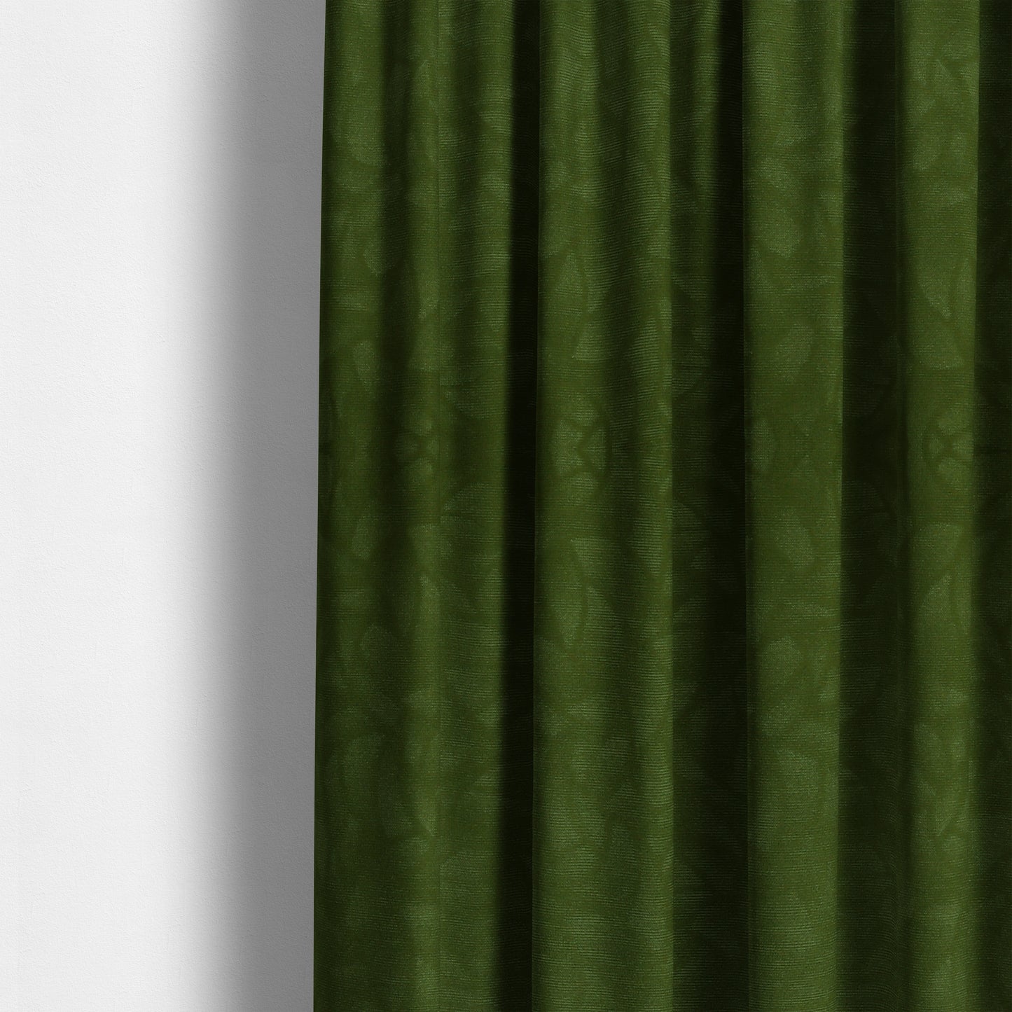 Mikado Self Pattern Soft Velour Velvet Upholstery Fabric In Green Colour CTR-1039 - Made To Measure Curtains