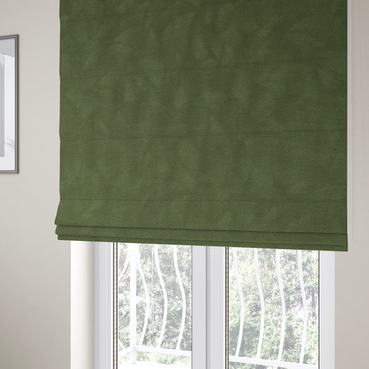 Mikado Self Pattern Soft Velour Velvet Upholstery Fabric In Green Colour CTR-1039 - Roman Blinds