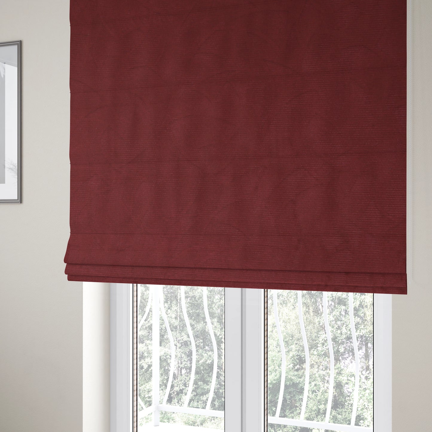 Mikado Self Pattern Soft Velour Velvet Upholstery Fabric In Red Colour CTR-1040 - Roman Blinds