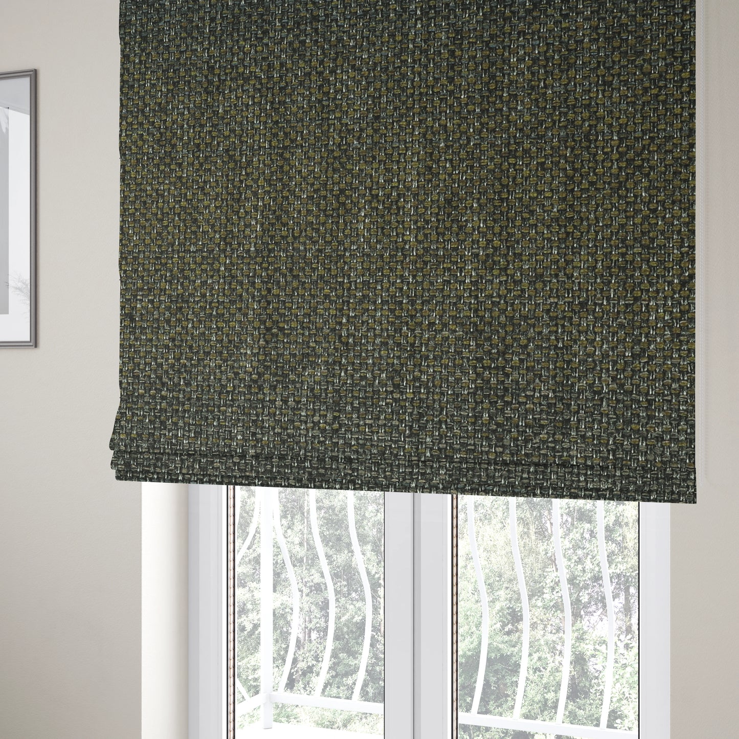 Mineral Weaves Multicoloured Grey Black Green Blue Heavyweight Chenille Upholstery Fabric CTR-1045 - Roman Blinds