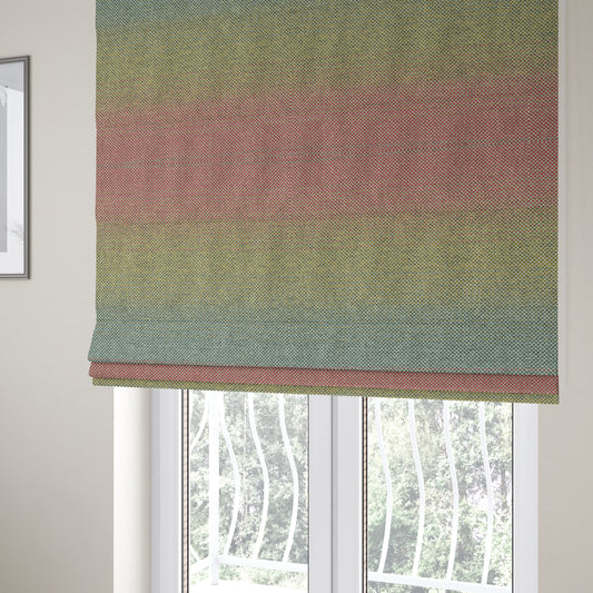 Mineral Weaves Multicoloured Blue Pink Green Heavyweight Chenille Upholstery Fabric CTR-1048 - Roman Blinds