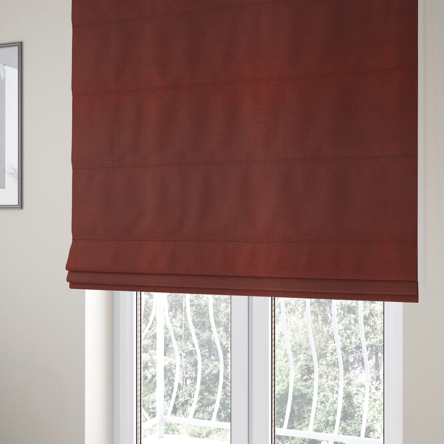 Metropolitan Collection Plain Chenille Smooth Textured Red Burgundy Colour Upholstery Fabric CTR-105 - Roman Blinds