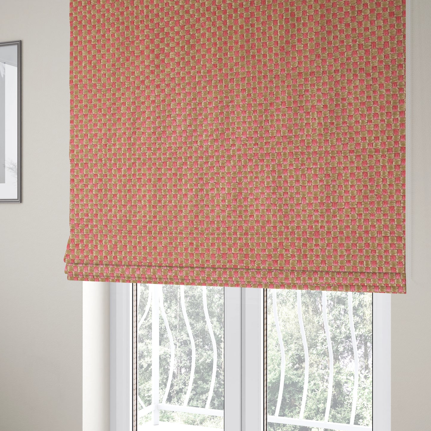 Bilbao Weave Textured Chenille Pink Brown Colour Furnishing Fabric CTR-1050 - Roman Blinds