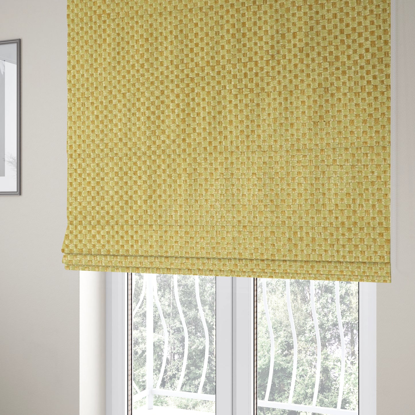 Bilbao Weave Textured Chenille Yellow Colour Furnishing Fabric CTR-1052 - Roman Blinds