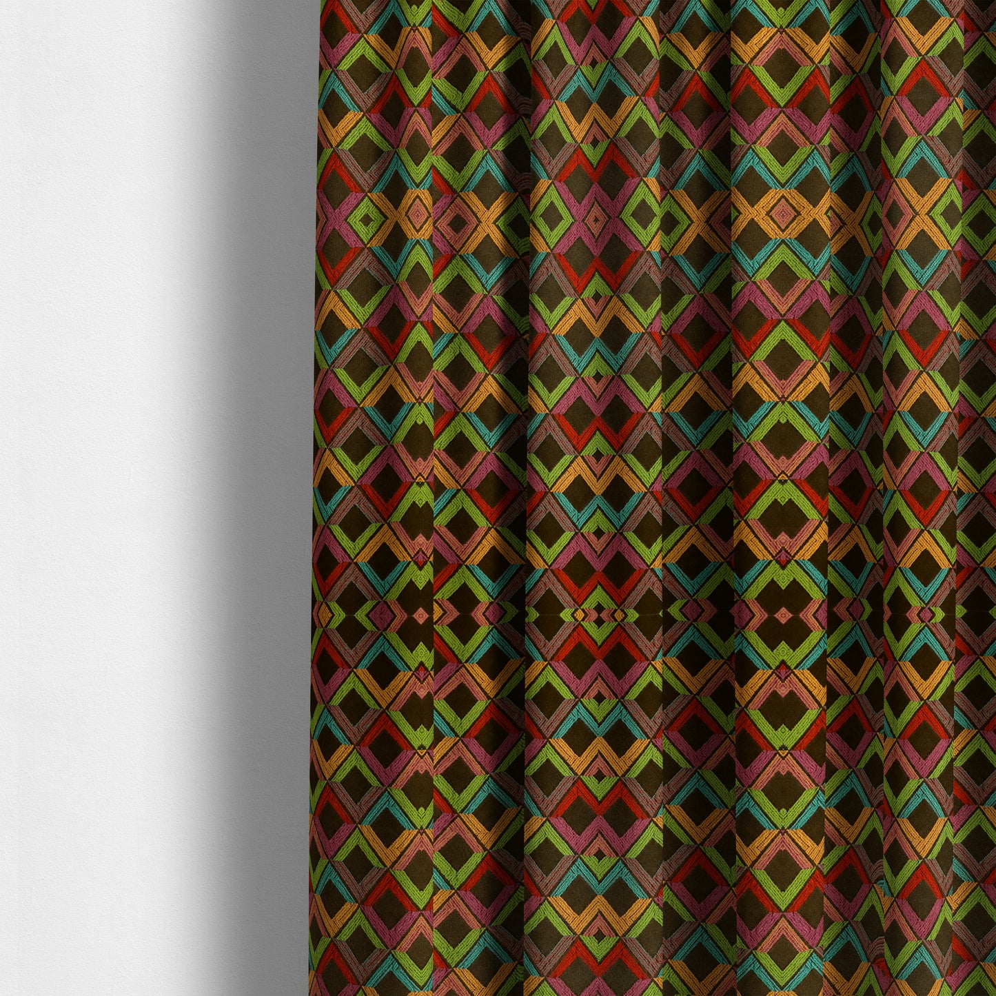 Sokoto Colourful Geometric Modern Furnishing Upholstery Fabric In Brown CTR-1057 - Made To Measure Curtains