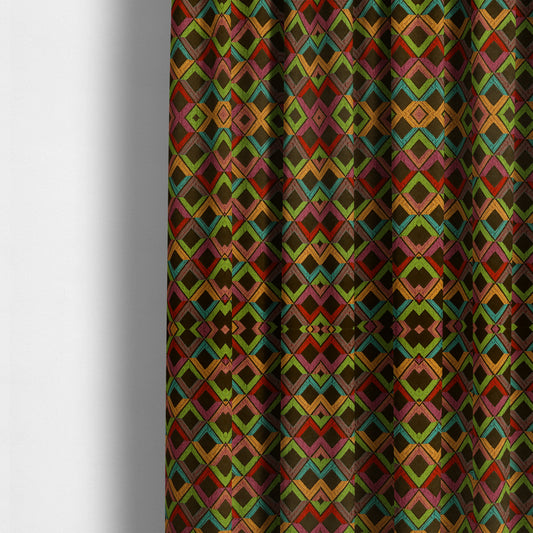 Sokoto Colourful Geometric Modern Furnishing Upholstery Fabric In Brown CTR-1057 - Made To Measure Curtains