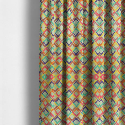 Sokoto Colourful Geometric Modern Furnishing Upholstery Fabric In Silver CTR-1058 - Made To Measure Curtains