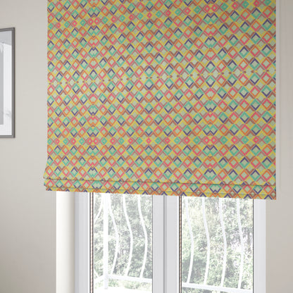 Sokoto Colourful Geometric Modern Furnishing Upholstery Fabric In Silver CTR-1058 - Roman Blinds