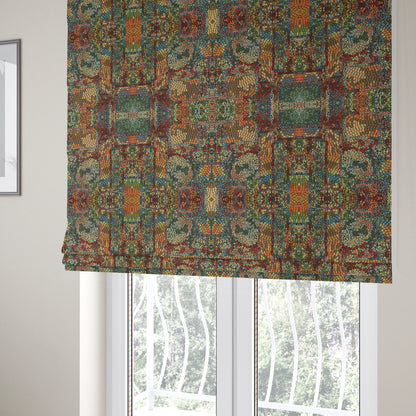 Pasha Stained Mosaic Pattern Multicolour Chenille Upholstery Furnishing Fabric CTR-1059 - Roman Blinds