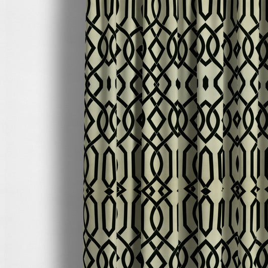 Serengeti Black White Reversible Trellis Pattern Furnishing Chenille Upholstery Fabric CTR-1068 - Made To Measure Curtains