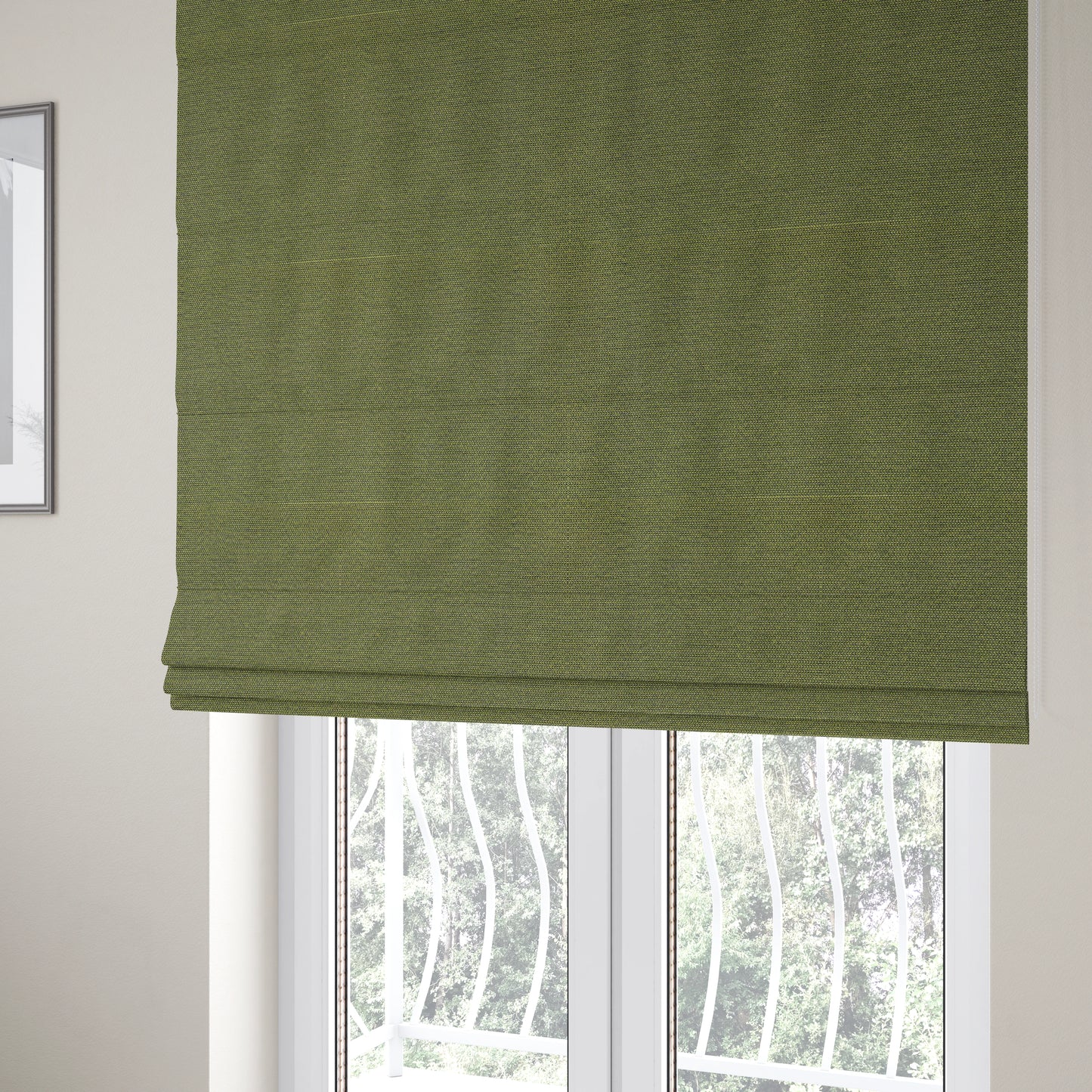 Metropolitan Collection Plain Chenille Smooth Textured Green Colour Upholstery Fabric CTR-107 - Roman Blinds