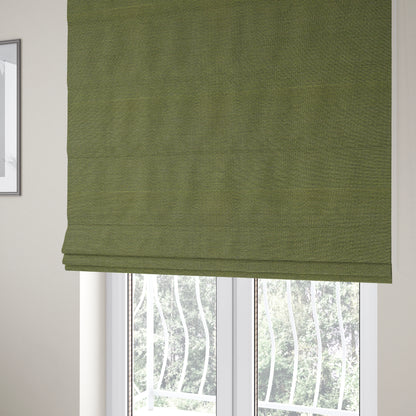 Metropolitan Collection Plain Chenille Smooth Textured Green Colour Upholstery Fabric CTR-107 - Roman Blinds