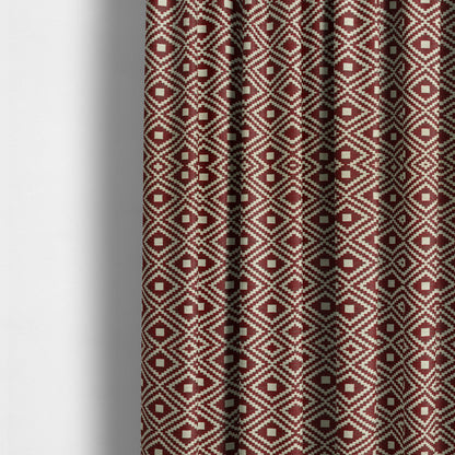 Jehan Star Kilim Pattern In Red Colour Furnishing Upholstery Fabric CTR-1073 - Made To Measure Curtains