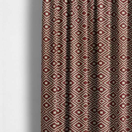 Jehan Star Kilim Pattern In Red Colour Furnishing Upholstery Fabric CTR-1073 - Made To Measure Curtains