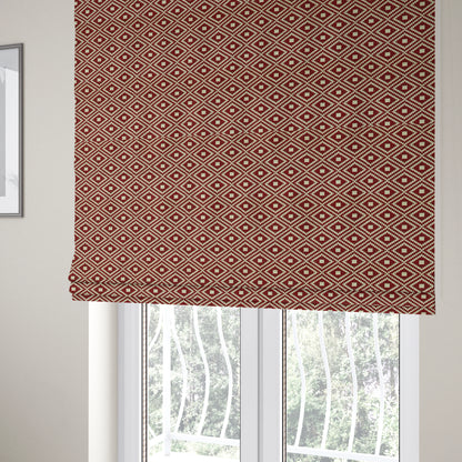 Jehan Star Kilim Pattern In Red Colour Furnishing Upholstery Fabric CTR-1073 - Roman Blinds