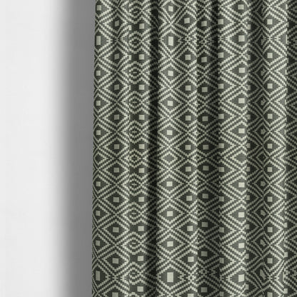 Jehan Star Kilim Pattern In Grey Colour Furnishing Upholstery Fabric CTR-1074 - Made To Measure Curtains