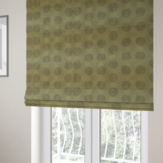 Fenton Circular Pattern In Brown Colour Furnishing Upholstery Fabric CTR-1075 - Roman Blinds