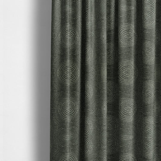 Fenton Circular Pattern In Black Colour Furnishing Upholstery Fabric CTR-1081 - Made To Measure Curtains