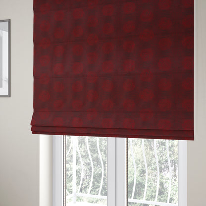 Fenton Circular Pattern In Red Colour Furnishing Upholstery Fabric CTR-1085 - Roman Blinds