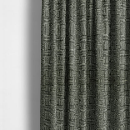 Noah Black Grey Colour Gingham Stripe Pattern Upholstery Fabrics CTR-1093 - Made To Measure Curtains