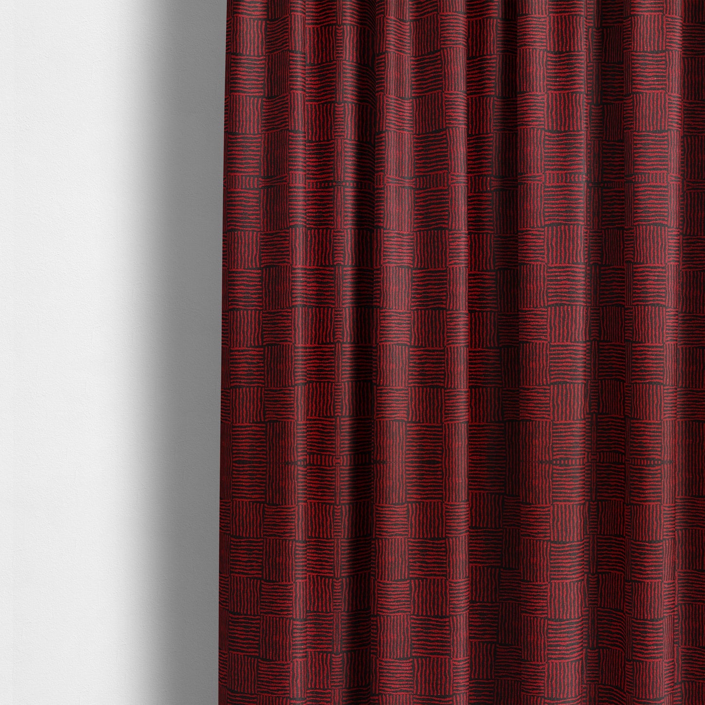 Noah Red Colour Gingham Stripe Pattern Upholstery Fabrics CTR-1097 - Made To Measure Curtains