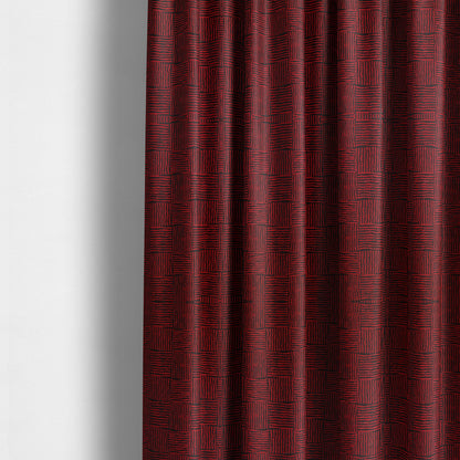 Noah Red Colour Gingham Stripe Pattern Upholstery Fabrics CTR-1097 - Made To Measure Curtains