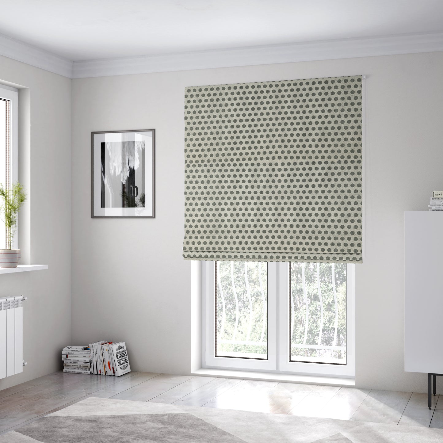 Elemental Collection Dotted Pattern Soft Wool Textured Grey White Colour Upholstery Fabric CTR-110 - Roman Blinds