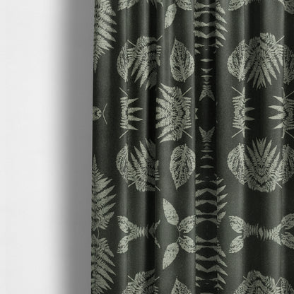 Pelham Autumnal Floral Pattern In Black Grey Colour Furnishing Upholstery Fabric CTR-1105 - Made To Measure Curtains