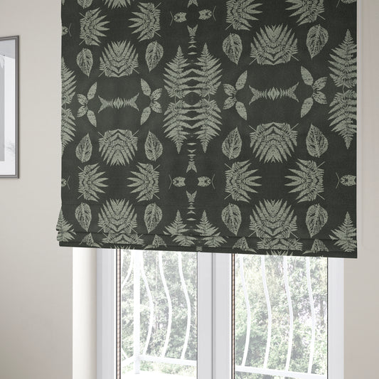 Pelham Autumnal Floral Pattern In Black Grey Colour Furnishing Upholstery Fabric CTR-1105 - Roman Blinds