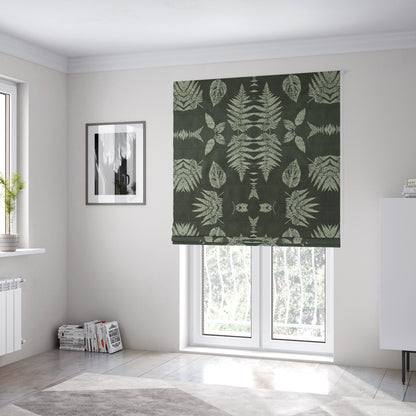 Pelham Autumnal Floral Pattern In Black Grey Colour Furnishing Upholstery Fabric CTR-1105 - Roman Blinds