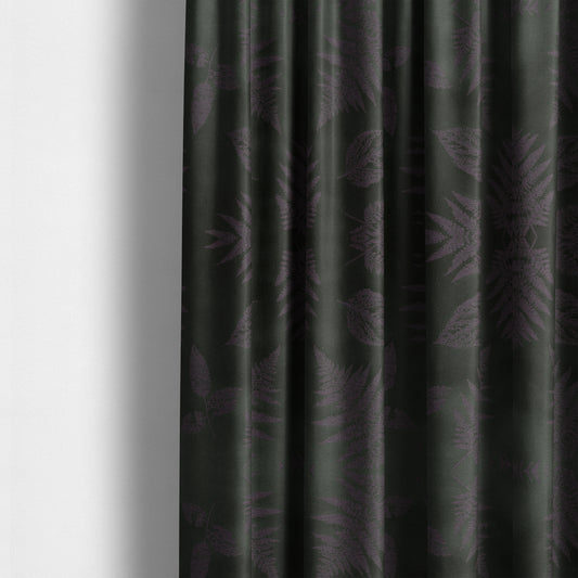 Pelham Autumnal Floral Pattern In Black Purple Colour Furnishing Upholstery Fabric CTR-1107 - Made To Measure Curtains