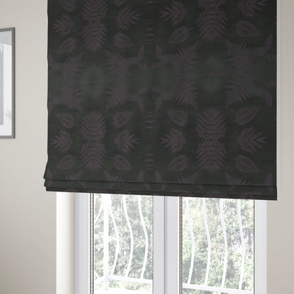 Pelham Autumnal Floral Pattern In Black Purple Colour Furnishing Upholstery Fabric CTR-1107 - Roman Blinds