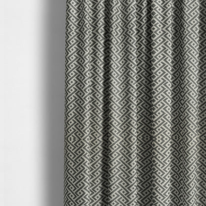 Elemental Collection Geometric Chevron Pattern Soft Wool Textured Grey White Colour Upholstery Fabric CTR-111 - Made To Measure Curtains