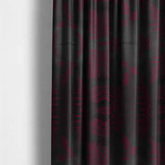 Pelham Autumnal Floral Pattern In Burgundy Colour Furnishing Upholstery Fabric CTR-1110 - Made To Measure Curtains